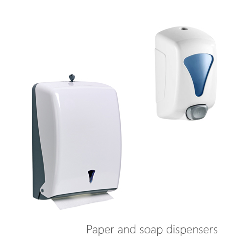 Paper and soap dispenser, ACBA00005 0001, ACBA00010 0001